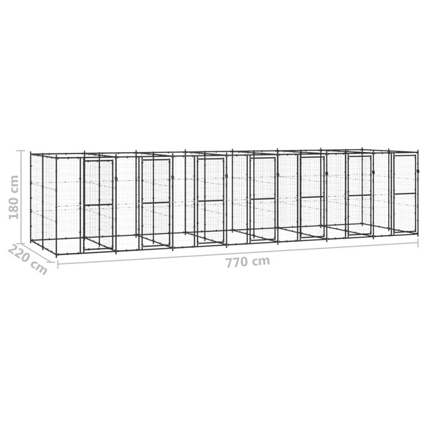 Vanjski kavez za pse čelični 16,94 m² 3082265