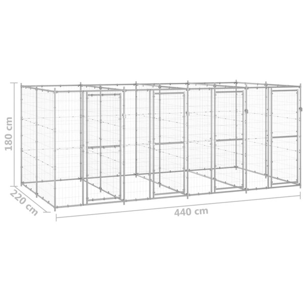 Vanjski kavez za pse od pocinčanog čelika 9,68 m² 3082284
