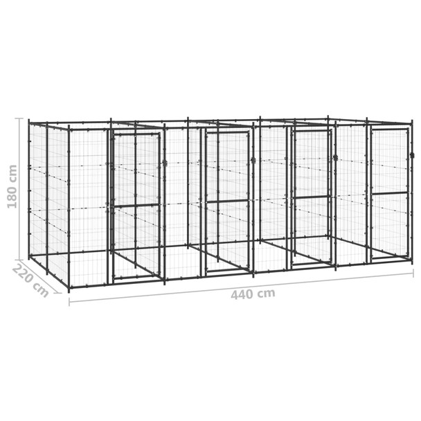 Vanjski kavez za pse čelični 9,68 m² 3082262
