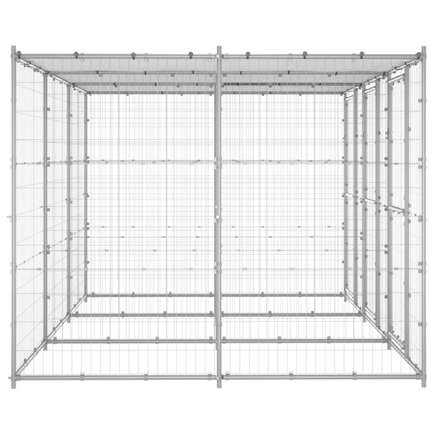 Vanjski kavez za pse od pocinčanog čelika s krovom 7,26 m² 3082272