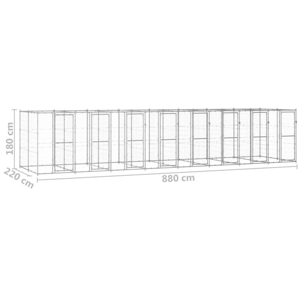 Vanjski kavez za pse od pocinčanog čelika 19,36 m² 3082288