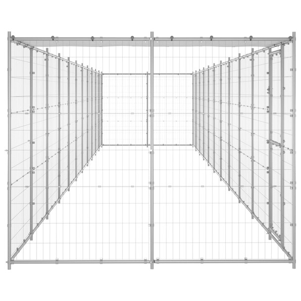Vanjski kavez za pse od pocinčanog čelika s krovom 26,62 m² 3082307