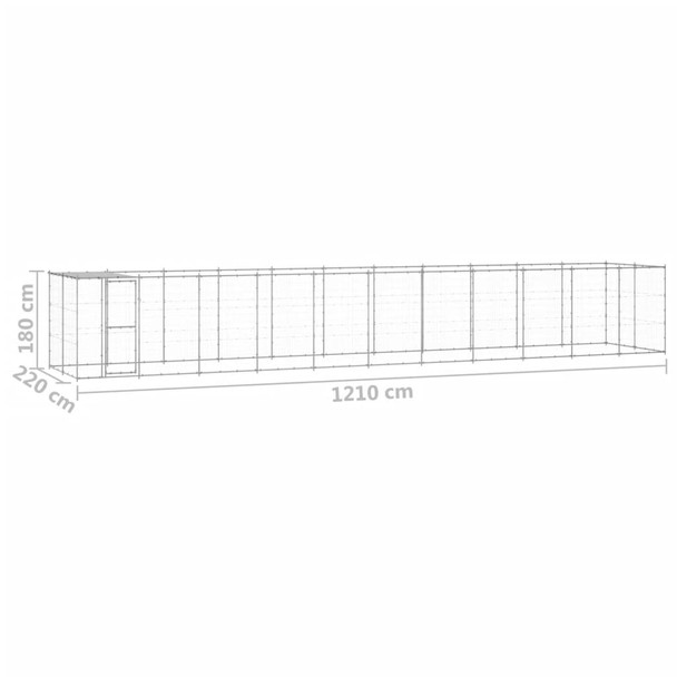 Vanjski kavez za pse od pocinčanog čelika s krovom 26,62 m² 3082307