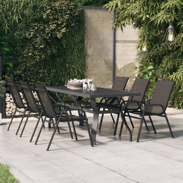 Vrtni stol sivo-crni 180 x 80 x 70 cm od čelika i stakla 318771