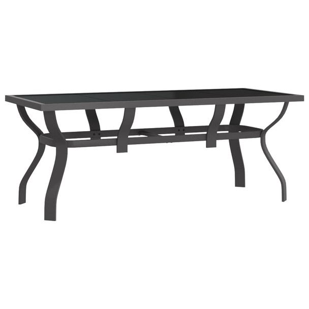 Vrtni stol sivo-crni 180 x 80 x 70 cm od čelika i stakla 318771
