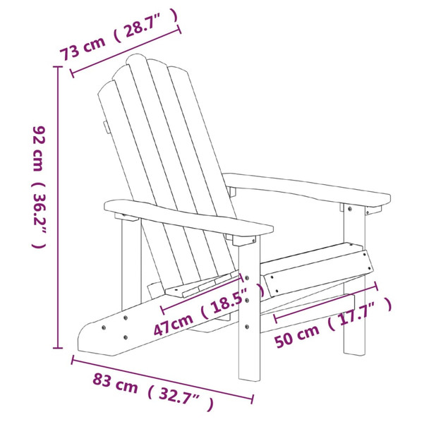 Vrtna stolica Adirondack sa stolićem HDPE vodenoplava 3095703