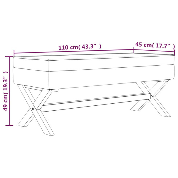 Tabure za pohranu bež 110 x 45 x 49 cm od tkanine 344522