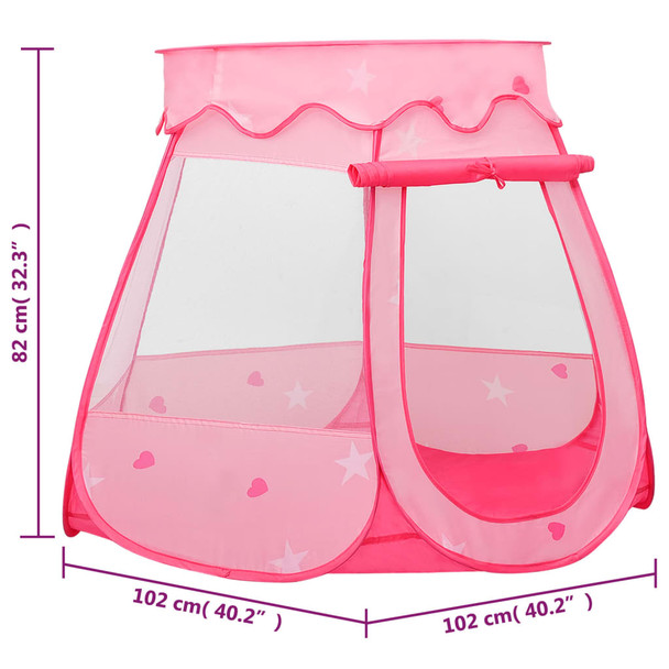 Dječji šator za igru s 250 loptica ružičasti 102 x 102 x 82 cm 3107724