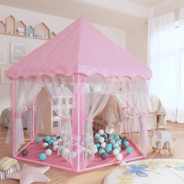 Šator za igru princeze s 250 loptica ružičasti 133 x 140 cm 3107713