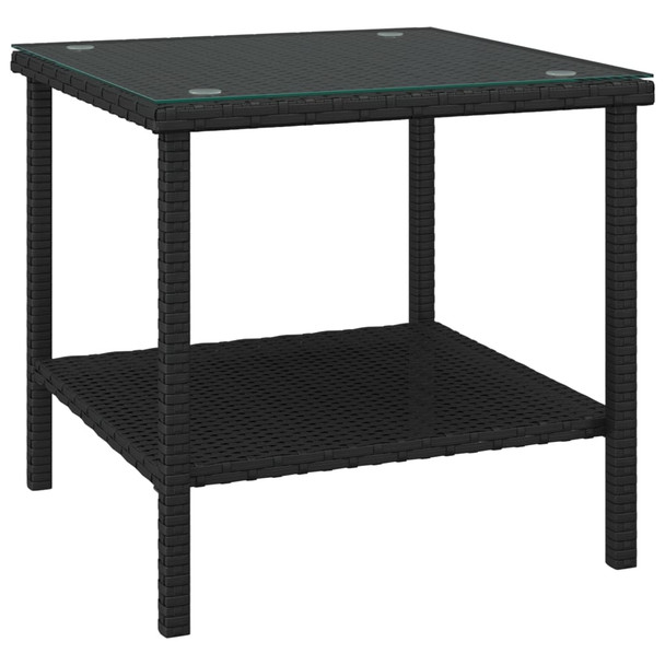 Bočni stolić crni 45 x 45 x 45 cm poliratan i kaljeno staklo 319398