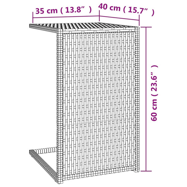 Stol u obliku slova C smeđi 40 x 35 x 60 cm od poliratana 319407