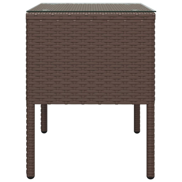 Bočni stolić smeđi 53 x 37 x 48 cm poliratan i kaljeno staklo 319401