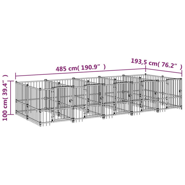 Vanjski kavez za pse čelični 9,38 m² 3124582