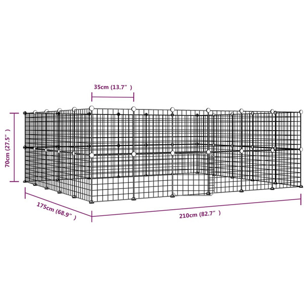 Kavez za ljubimce s 44 panela i vratima crni 35 x 35 cm čelični 3114040