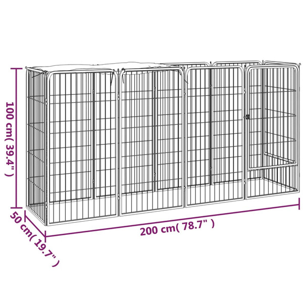 Ograda za pse s 10 panela crna 50 x 100 cm čelik obložen prahom 3115948