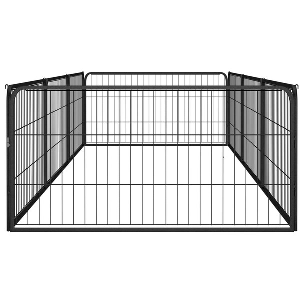 Ograda za pse s 8 panela crna 100 x 50 cm čelik obložen prahom 3115967
