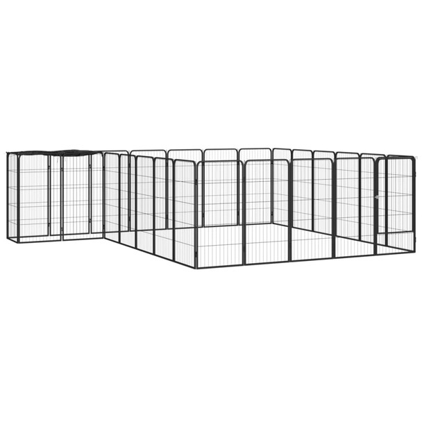 Ograda za pse s 26 panela crna 50 x 100 cm čelik obložen prahom 3115952