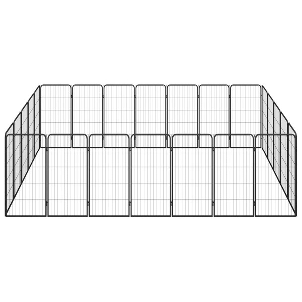Ograda za pse s 24 panela crna 50 x 100 cm čelik obložen prahom 3115962