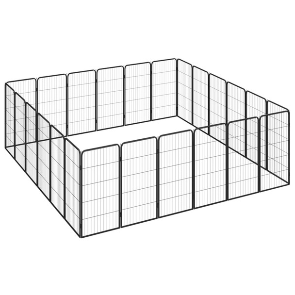 Ograda za pse s 24 panela crna 50 x 100 cm čelik obložen prahom 3115962