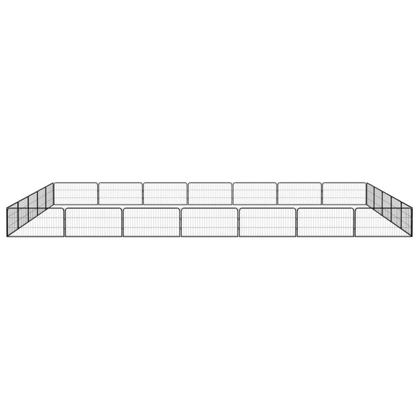 Ograda za pse s 24 panela crna 100 x 50 cm čelik obložen prahom 3115971