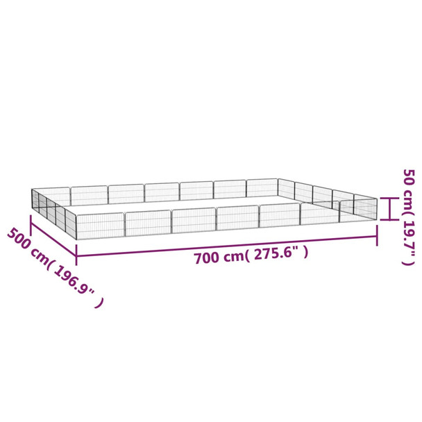 Ograda za pse s 24 panela crna 100 x 50 cm čelik obložen prahom 3115971