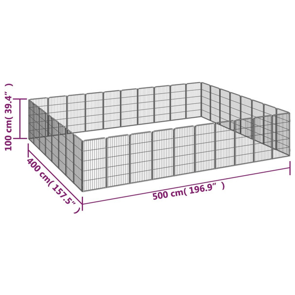 Ograda za pse s 36 panela crna 50 x 100 cm čelik obložen prahom 3115965