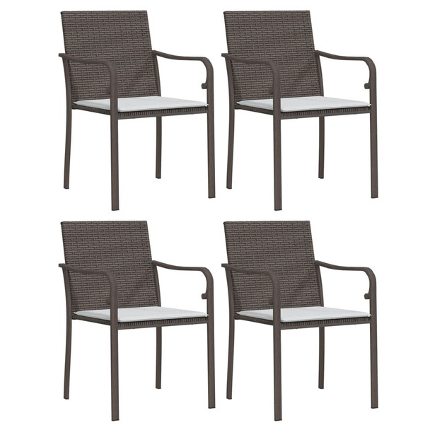 Vrtne stolice s jastucima 4 kom smeđe 56x59x84 cm od poliratana 3187073