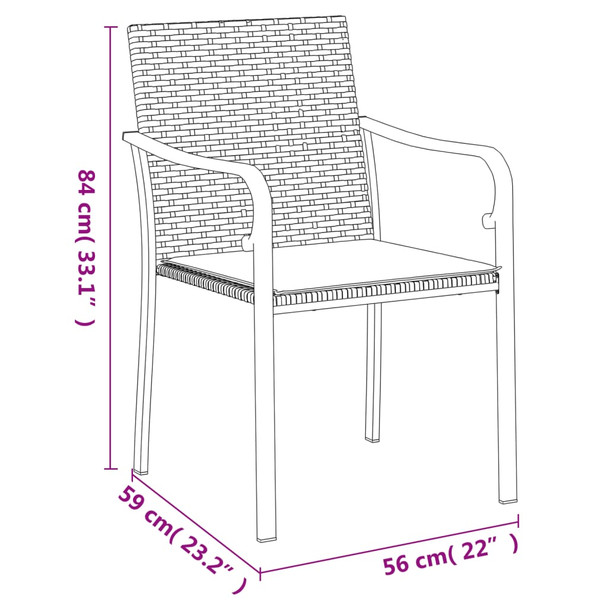 Vrtne stolice s jastucima 4 kom smeđe 56x59x84 cm od poliratana 3187073