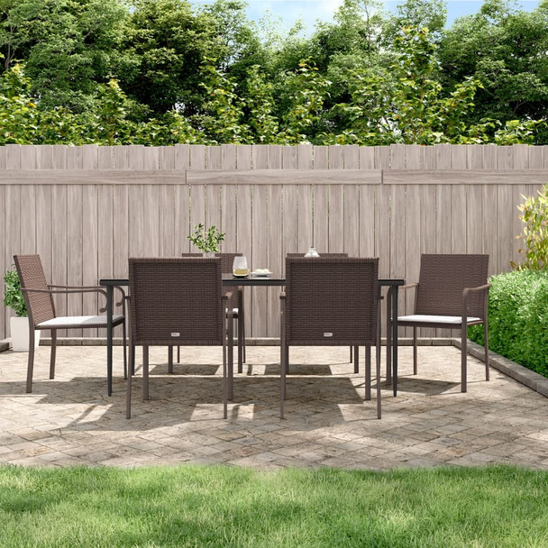 Vrtne stolice s jastucima 6 kom smeđe 56x59x84 cm od poliratana 3187074