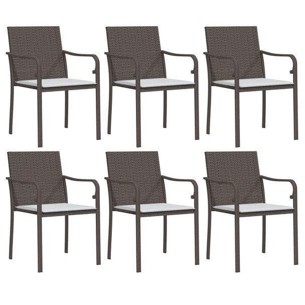 Vrtne stolice s jastucima 6 kom smeđe 56x59x84 cm od poliratana 3187074