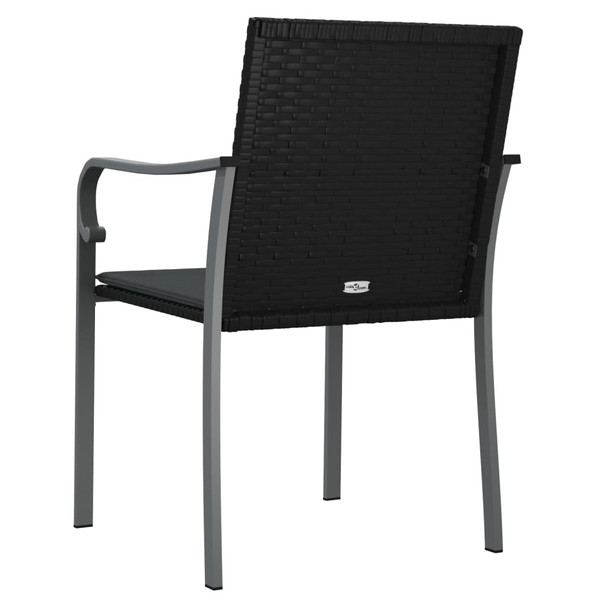 Vrtne stolice s jastucima 4 kom crne 56x59x84 cm od poliratana 3187075