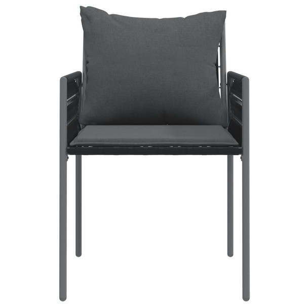Vrtne stolice s jastucima 6 kom crne 54x61x83 cm od poliratana 3187090