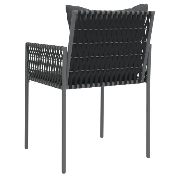 Vrtne stolice s jastucima 6 kom crne 54x61x83 cm od poliratana 3187090
