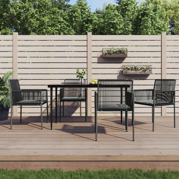 Vrtne stolice s jastucima 4 kom crne 54x60,5x83,5 cm poliratan 3187091