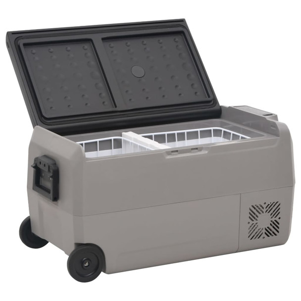 Prijenosni hladnjak s kotačima i adapterom crno-sivi 60 L PP/PE 3154640