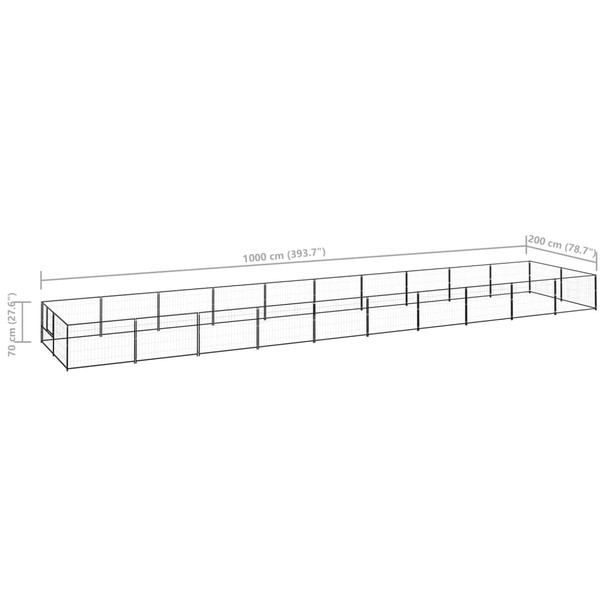 Kavez za pse crni 20 m² čelični 3082117