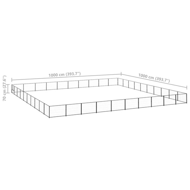 Kavez za pse crni 100 m² čelični 3082197