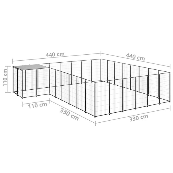 Kavez za pse crni 15,73 m² čelični 3082227