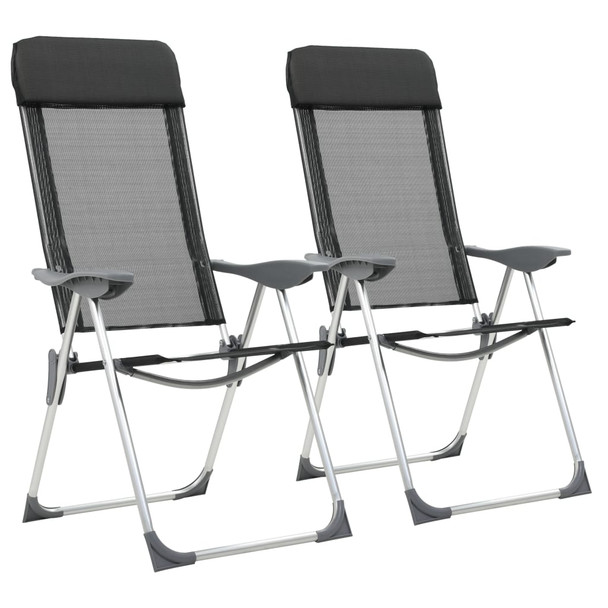 Sklopive stolice za kampiranje 2 kom crne aluminijske 44305