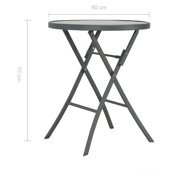 Sklopivi bistro stol sivi 60 x 70 cm od stakla i čelika 44714