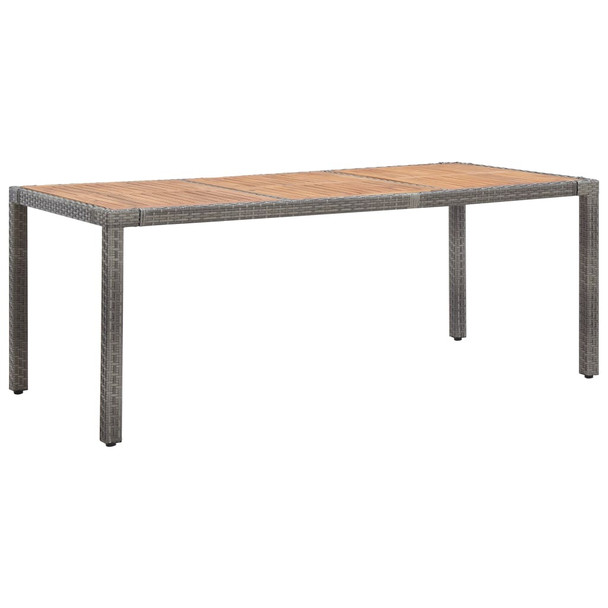 Vrtni stol sivi 190x90x75 cm poliratan i masivno bagremovo drvo 46108