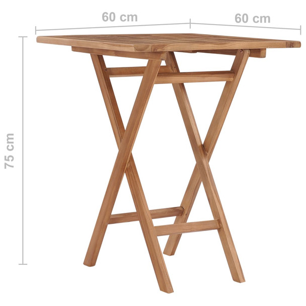 Sklopivi vrtni stol 60 x 60 x 75 cm od masivne tikovine 48994