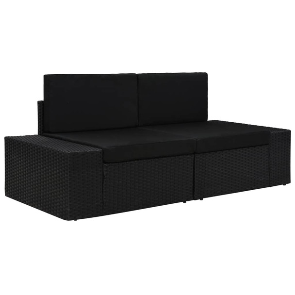 Modularni dvosjed od poliratana crni 49505