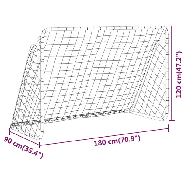 Nogometni gol s mrežom bijeli 180 x 90 x 120 cm čelčni 93370