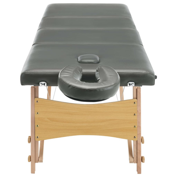 Stol za masažu s 4 zone i drvenim okvirom antracit 186 x 68 cm 110173