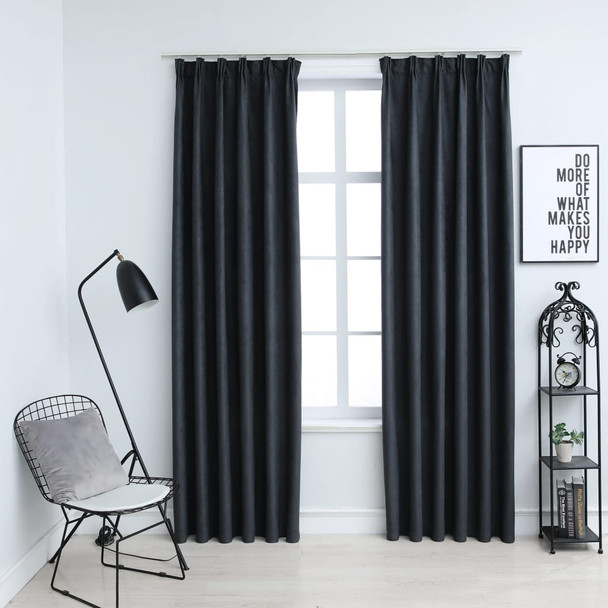 Zavjese za zamračivanje s kukama 2 kom antracit 140 x 245 cm 134463