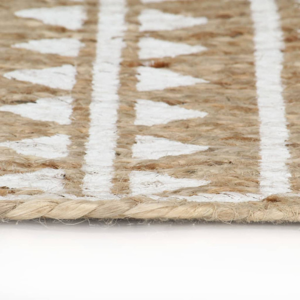 Ručno rađeni tepih od jute s bijelim uzorkom 90 cm 133692