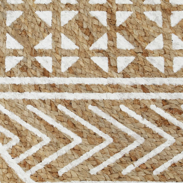 Ručno rađeni tepih od jute s bijelim uzorkom 90 cm 133692
