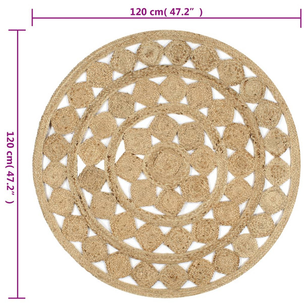 Ručno rađeni pleteni tepih od jute 120 cm 133711