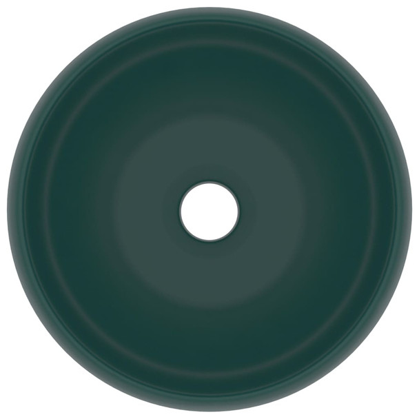 Luksuzni okrugli umivaonik mat tamnozeleni 40 x 15 cm keramički 147003